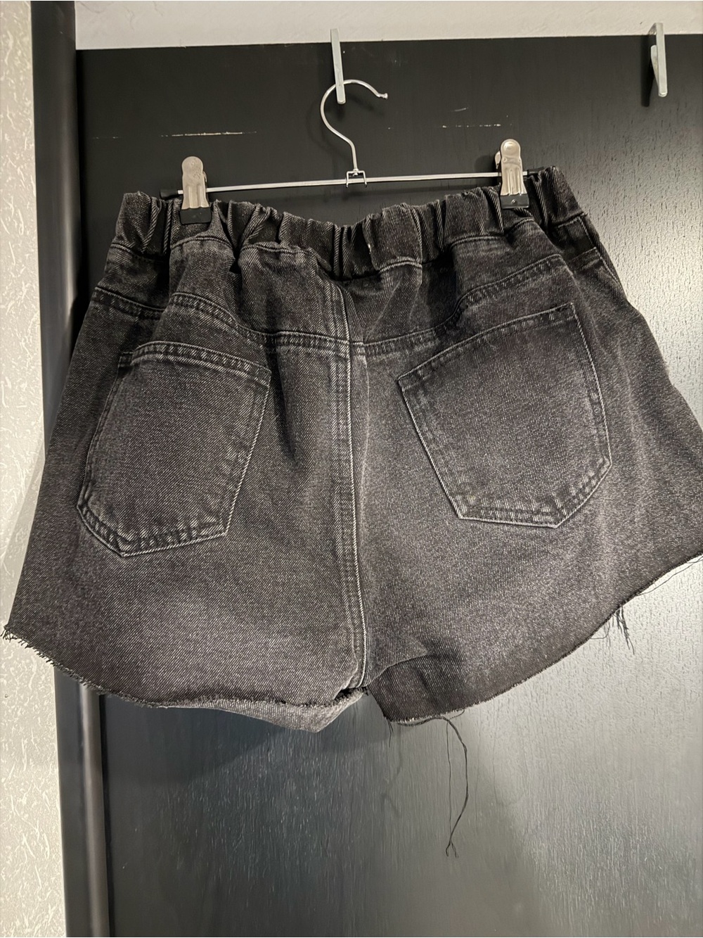 Black Drawstring Denim Women’s Shorts - Picture 3 of 3
